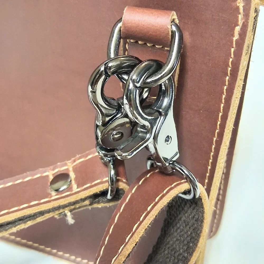 Handmade Brown Leather Men's Crossbody Wristlet Bag